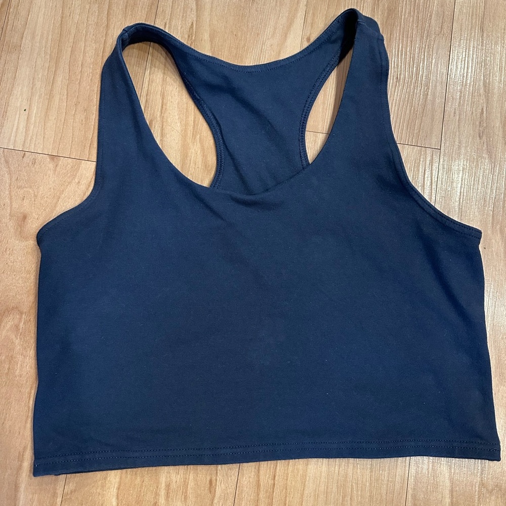 Pact organic cotton Racerback Crop Top- Navy